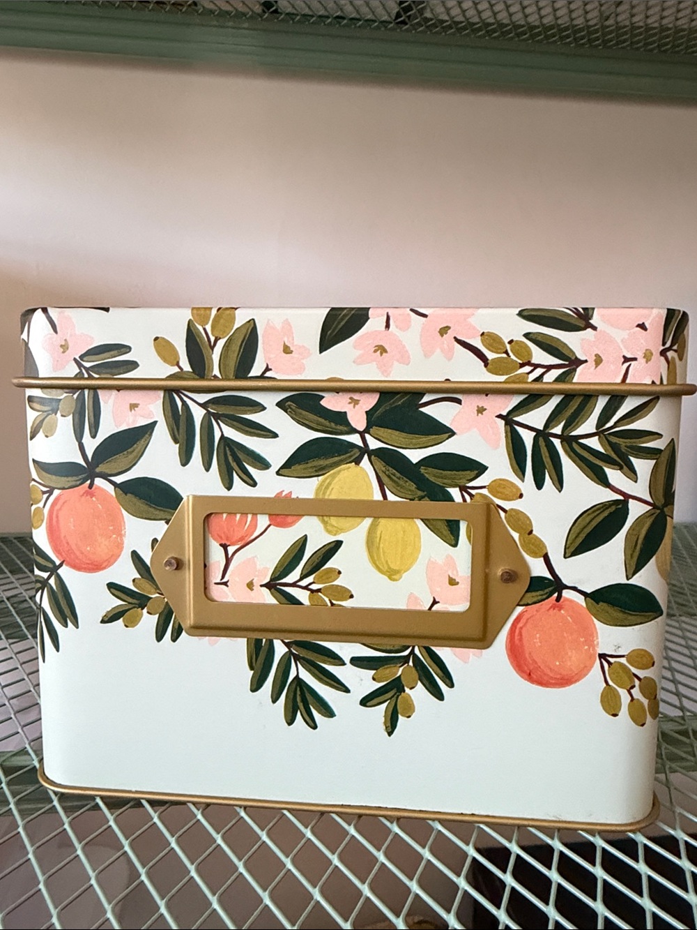 Rifle Paper Co. citrus recipe box tin